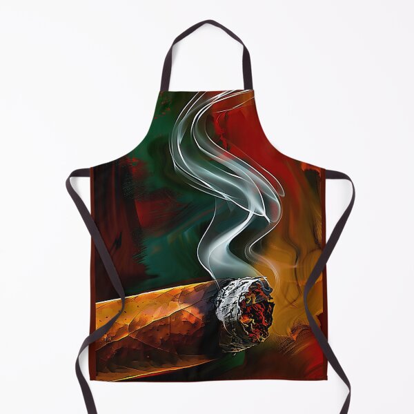 Item preview, Close-Up of Lit Cigar with Swirling Smoke Against Vibrant Colors Generative AI designed and sold by OlfactoART Studio.