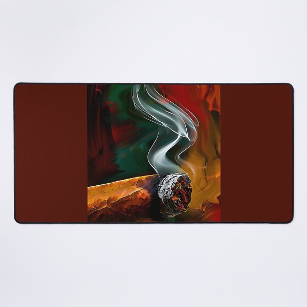 Item preview, Close-Up of Lit Cigar with Swirling Smoke Against Vibrant Colors Generative AI designed and sold by OlfactoART Studio.