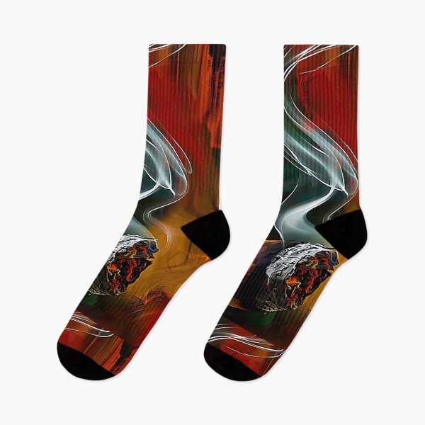 Item preview, Close-Up of Lit Cigar with Swirling Smoke Against Vibrant Colors Generative AI designed and sold by OlfactoART Studio.