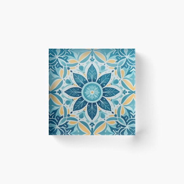 Item preview, A symmetrical design of blue, green, and yellow floral patterns designed and sold by homydesign.