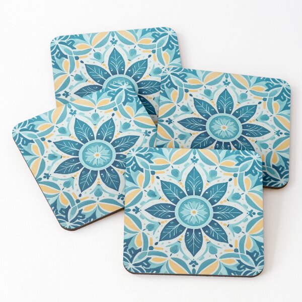 Item preview, A symmetrical design of blue, green, and yellow floral patterns designed and sold by homydesign.