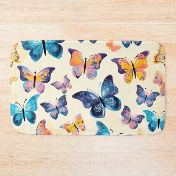 Item preview, Butterflies series printed fabric, multi colors, cream background designed and sold by janjacbu.