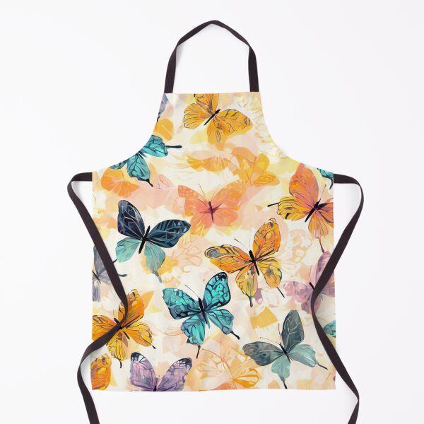 Item preview, Butterflies series printed fabric, multi colors, light yellow background designed and sold by janjacbu.