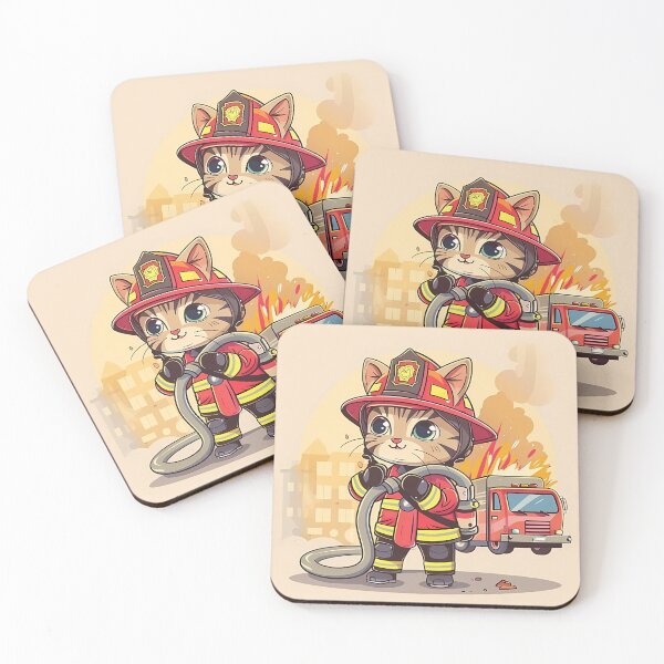 Item preview, Firefighter cat designed and sold by oksalachacok.