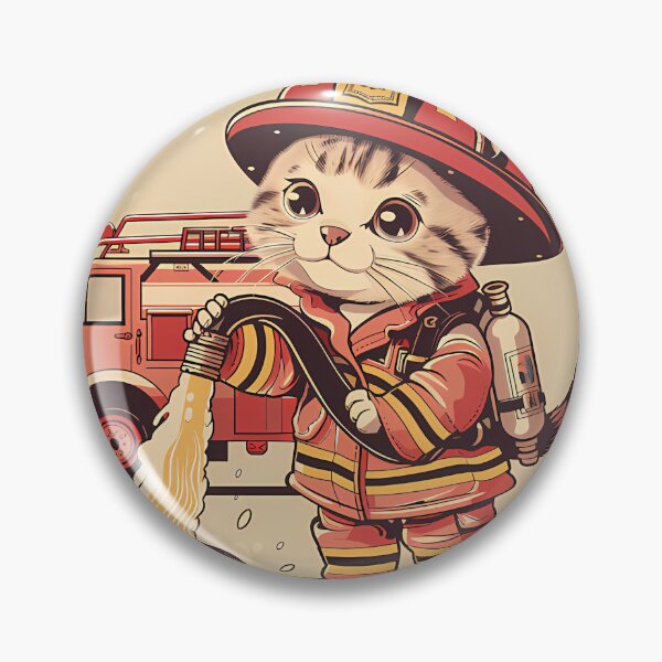 Item preview, Blaze the Brave: The Firefighter Cat designed and sold by oksalachacok.