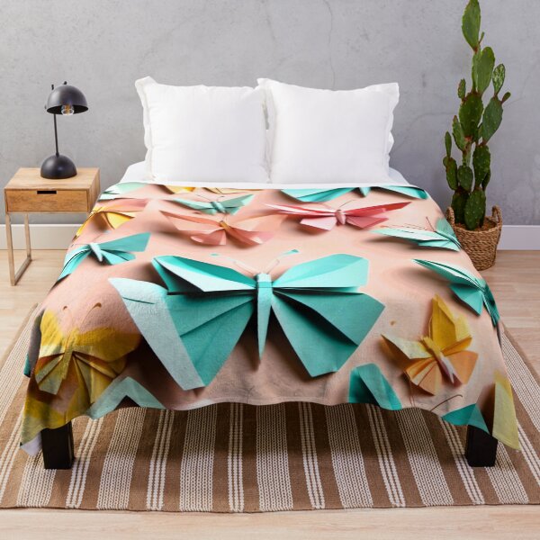 Item preview, Printed fabric butterfly series, origami, green, pink, yellow designed and sold by janjacbu.