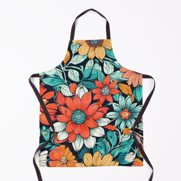 Item preview, Printed fabric, multi-color stylized flowers designed and sold by janjacbu.