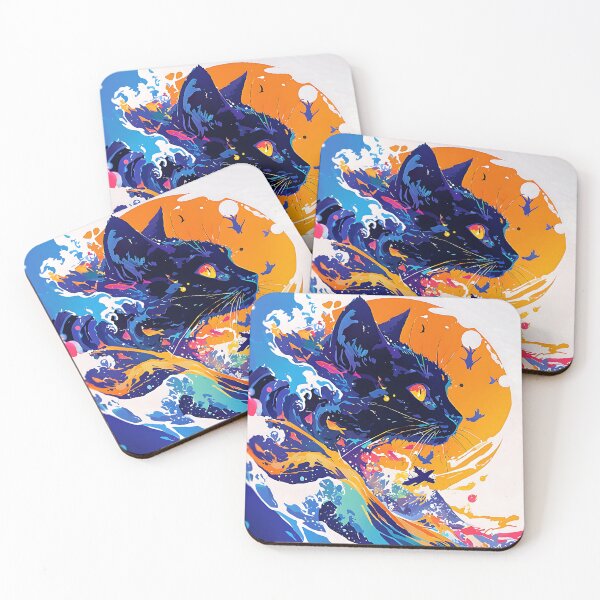 Item preview, Midnight Cat Elegance in Color Wave designed and sold by Cat-Wave-Dream.