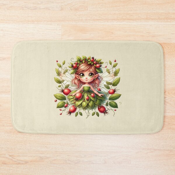 Item preview, Cute Rosehip Fairy with Fruits Leaves Nature Anime Girl Manga Kawaii Elves Cottagecore Aesthetic designed and sold by Annika Shurafa.