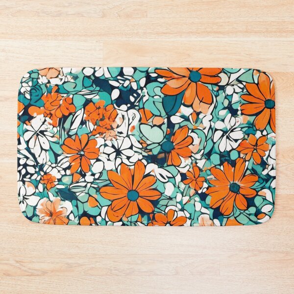 Item preview, Printed fabric, stylized flowers designed and sold by janjacbu.