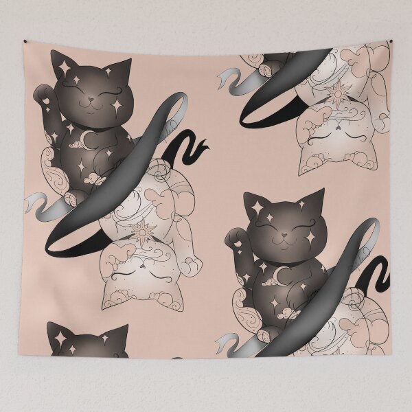 Item preview, Maneki neko sun and moon Ying yang designed and sold by Hallie Odom.