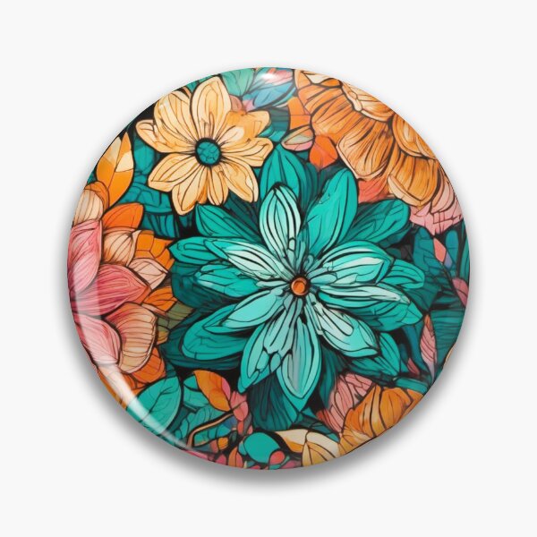 Item preview, Printed fabric, large stylized flowers designed and sold by janjacbu.
