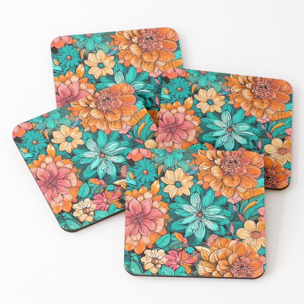Item preview, Printed fabric, large stylized flowers designed and sold by janjacbu.