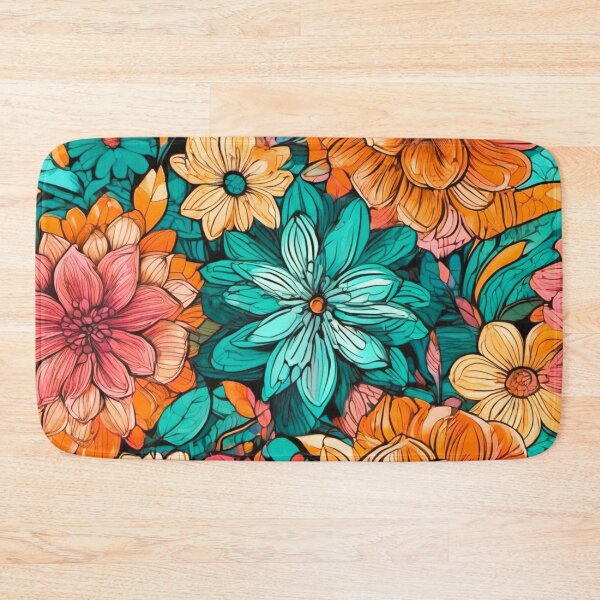 Item preview, Printed fabric, large stylized flowers designed and sold by janjacbu.