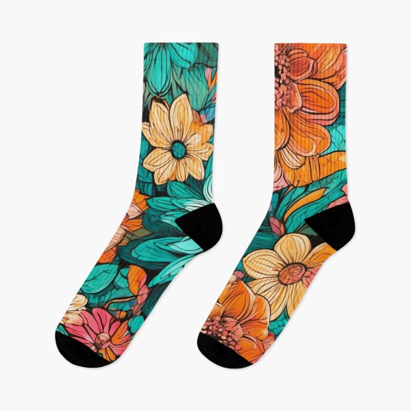 Item preview, Printed fabric, large stylized flowers designed and sold by janjacbu.
