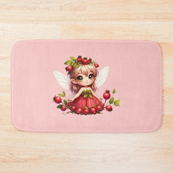 Item preview, Cute Rosehip Fairy with Fruits Leaves Summer Nature Cottagecore Anime Girl Manga Kawaii Elves designed and sold by Annika Shurafa.