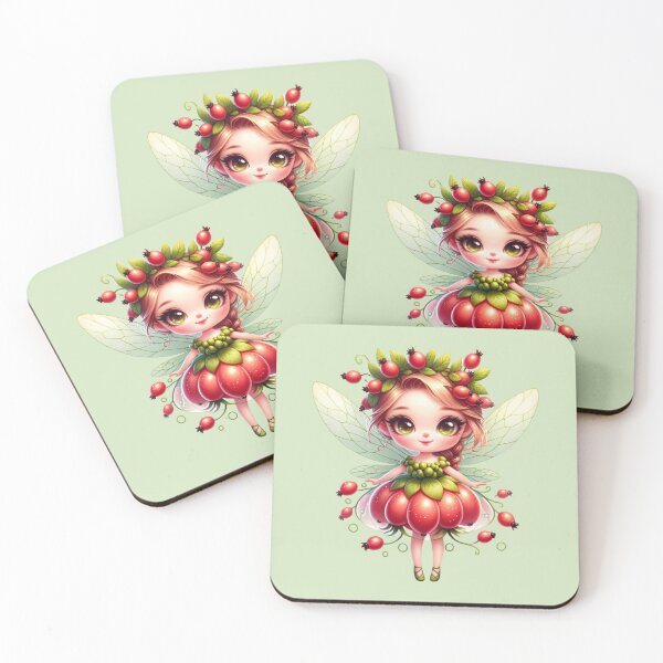 Item preview, Cute Rosehip Fairy Anime Manga Girl Kawaii Summer Nature Cottagecore Elves designed and sold by Annika Shurafa.