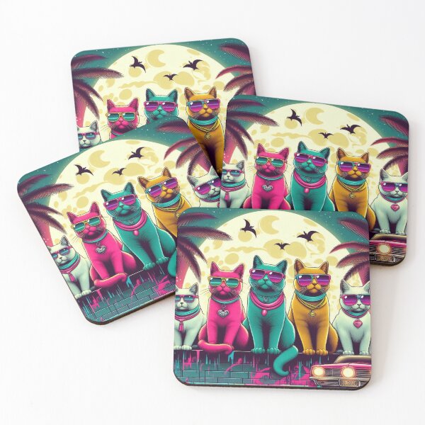 Item preview, Street Cats Retrowave Style designed and sold by AIrtisticPrints.