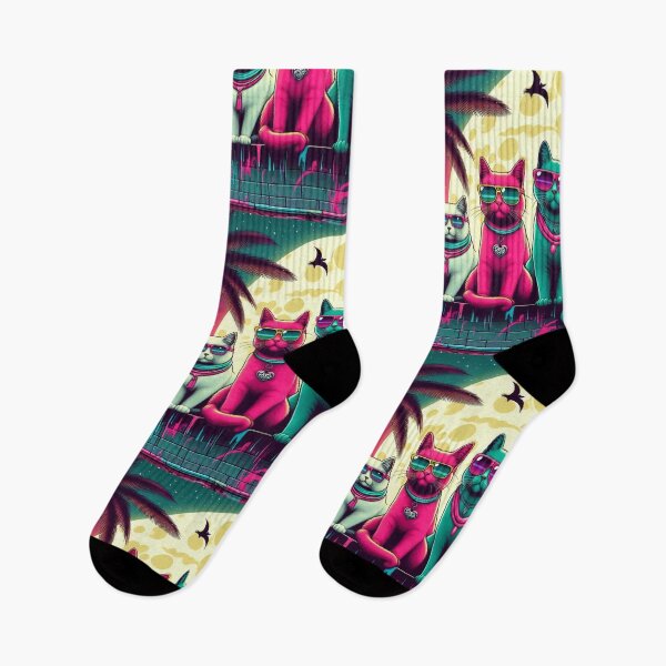 Item preview, Street Cats Retrowave Style designed and sold by AIrtisticPrints.