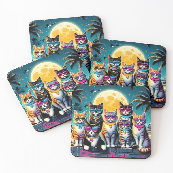 Item preview, Street Cats Retrowave Style designed and sold by AIrtisticPrints.