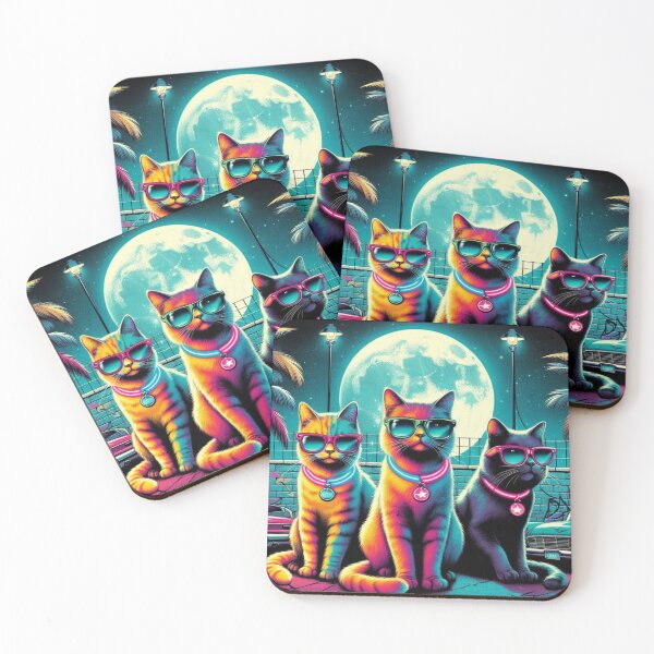 Item preview, Street Cats Retrowave Style designed and sold by AIrtisticPrints.