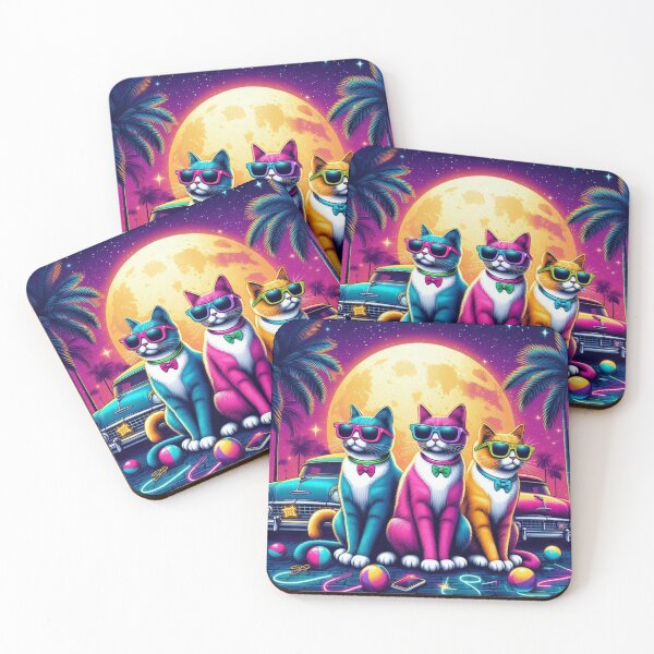 Item preview, Street Cats Retrowave Style designed and sold by AIrtisticPrints.