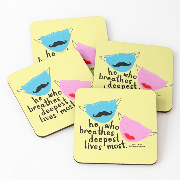 Item preview, He Who Breathes Deepest: Elizabeth Barrett Browning Quote with Masks designed and sold by Alternating Current Press.