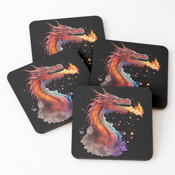 Item preview, Fire-breathing Red Dragon in Watercolor designed and sold by Mythic-Dream.
