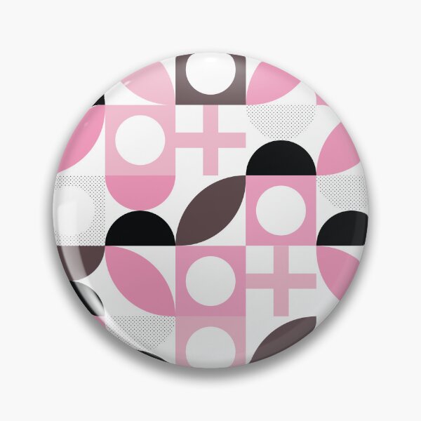 Item preview, Bauhaus Pattern 5 pink, brown black and shapes pattern designed and sold by LD ART.