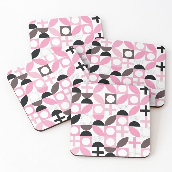 Item preview, Bauhaus Pattern 5 pink, brown black and shapes pattern designed and sold by LD ART.