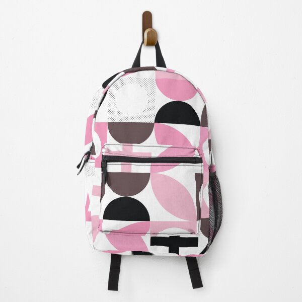 Item preview, Bauhaus Pattern 5 pink, brown black and shapes pattern designed and sold by LD ART.