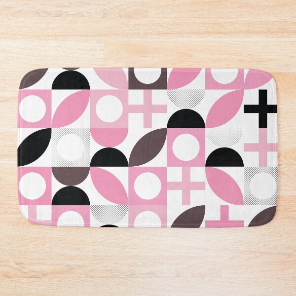 Item preview, Bauhaus Pattern 5 pink, brown black and shapes pattern designed and sold by LD ART.