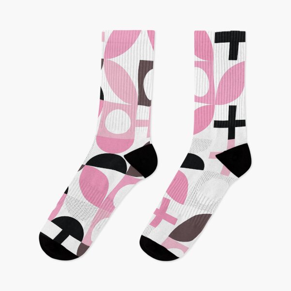 Item preview, Bauhaus Pattern 5 pink, brown black and shapes pattern designed and sold by LD ART.
