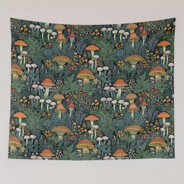 Item preview, Mushroom, Botanical, Forest, Red and Green, Flower, Cotttage Core print designed and sold by Blue-Dazzle.