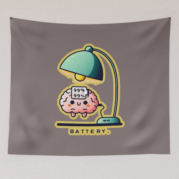 Item preview, Battery 99 % Green Lamp Pink Brain Charging Cute Image designed and sold by Nanthanon.