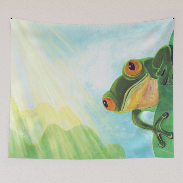 Item preview, Cute Green Frog Catching Sunrays  designed and sold by Julia Doria.
