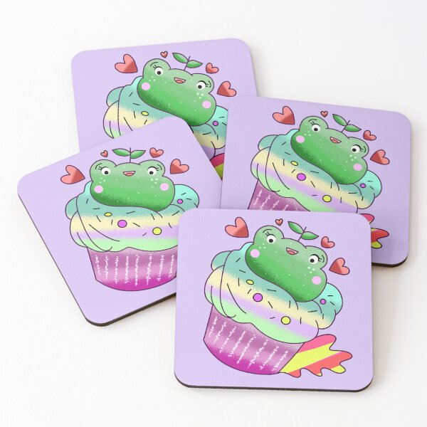 Item preview, Cute pink Kawaii froggie cupcake designed and sold by Quacktails.