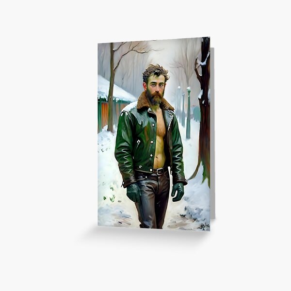 Item preview, Green leather for a grumpy person in the snow designed and sold by Nudeisgreat.