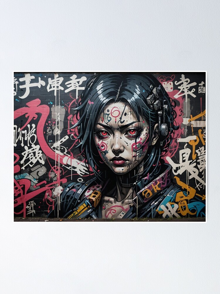 Dystopian Cyberpunk Graffiti, Japanese Street Art
