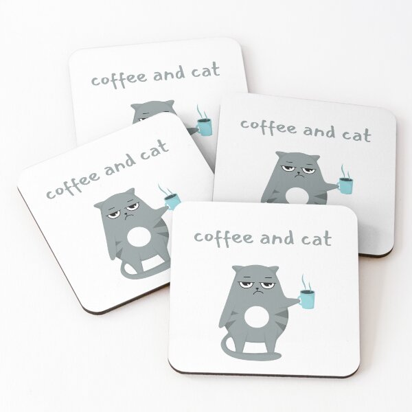 Item preview, Coffee and Cat, Funny Cat Men's Tee,Cute Animals, Funny Women's Weird Cute Tee designed and sold by SnuggleSafari.