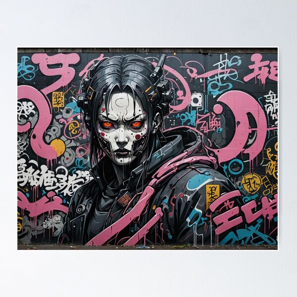 Item preview, Cyberpunk Witch Graffiti, Japanese Street Art, Dystopian designed and sold by Burn-Ego.