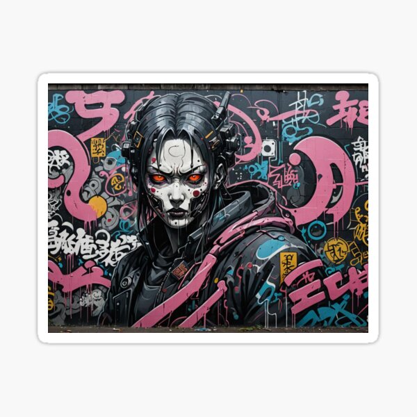 Item preview, Cyberpunk Witch Graffiti, Japanese Street Art, Dystopian designed and sold by Burn-Ego.