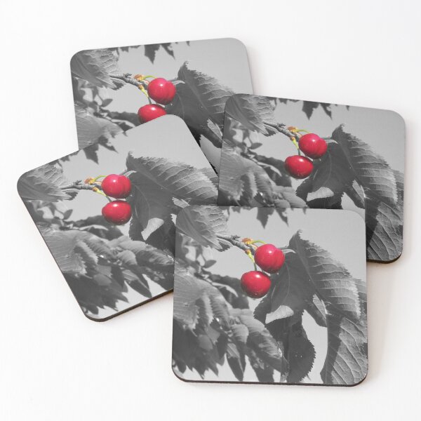 Item preview, cherries on black and white background designed and sold by AHELENE.