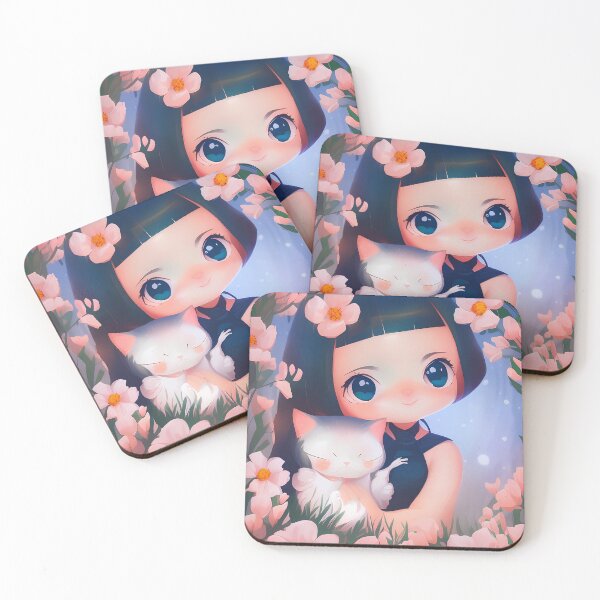 Item preview, anime girl with cat designed and sold by eriktartufo.
