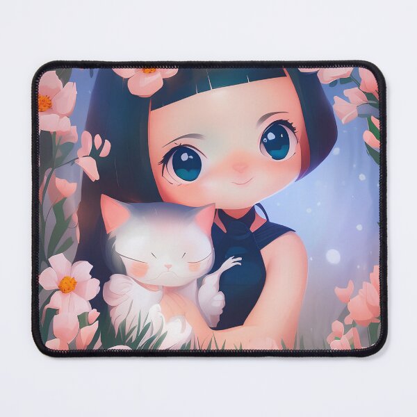 Item preview, anime girl with cat designed and sold by eriktartufo.