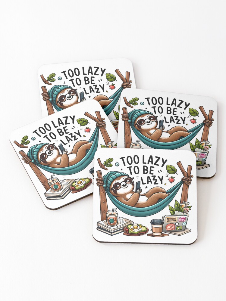 Thumbnail 1 of 5, Coasters (Set of 4), Chillin' Sloth designed and sold by AI-Only.