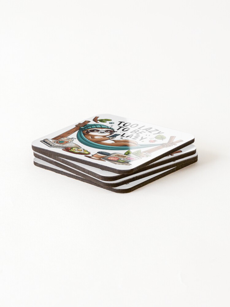 Thumbnail 4 of 5, Coasters (Set of 4), Chillin' Sloth designed and sold by AI-Only.