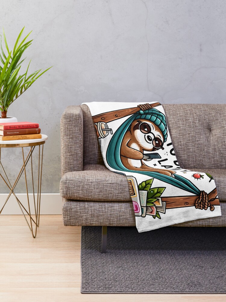 Thumbnail 2 of 6, Throw Blanket, Chillin' Sloth designed and sold by AI-Only.
