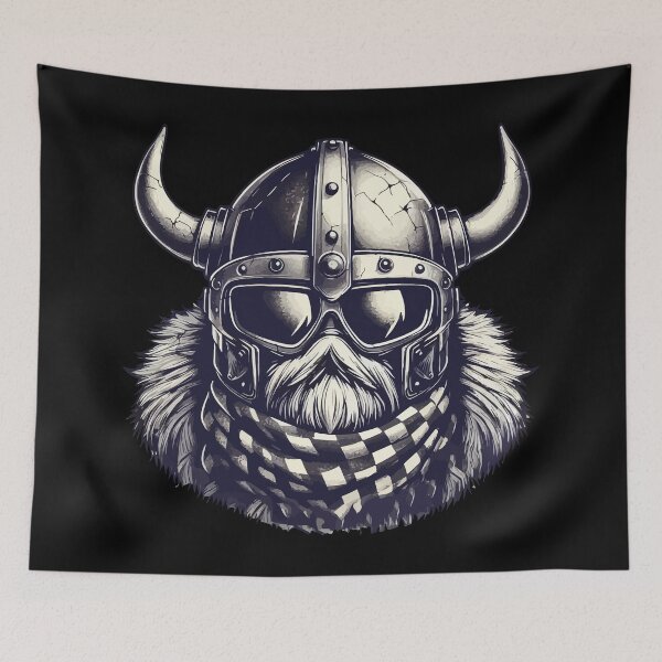 Item preview, Funny Bearded Viking Biker In Cool Helmet designed and sold by TomFrontierArt.