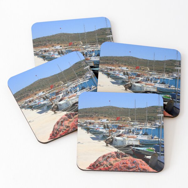 Item preview, Red Fishing Nets and Fishing Boats Datca Dock designed and sold by taiche.
